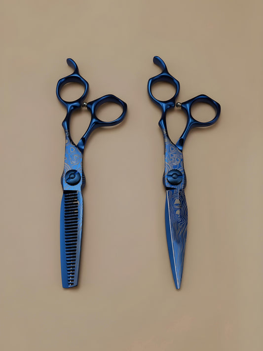 Ame Whisper – Professional 6" Right-Handed Japanese Blue Damascus Steel Hairdressing Scissors