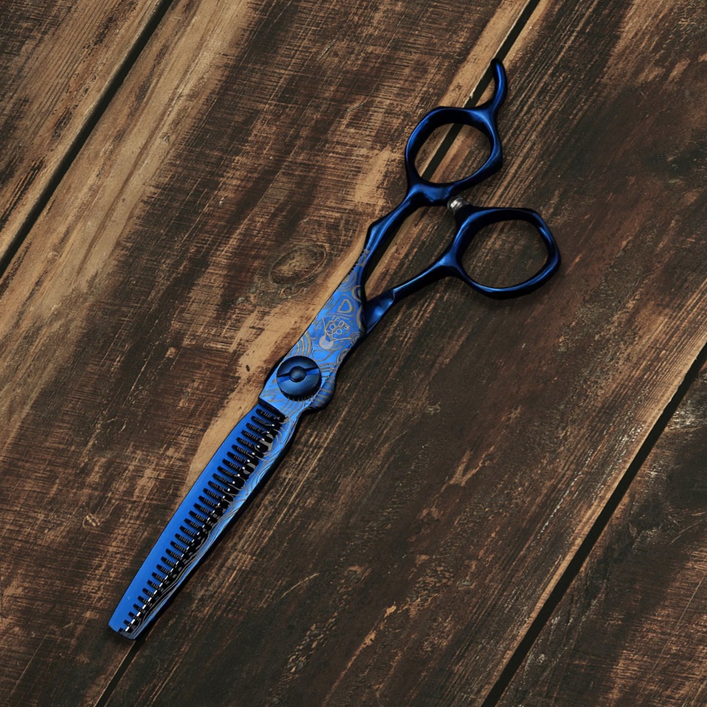 Ame Whisper - Tijeras de peluquería profesionales de 6" para diestros de acero damasco azul japonés