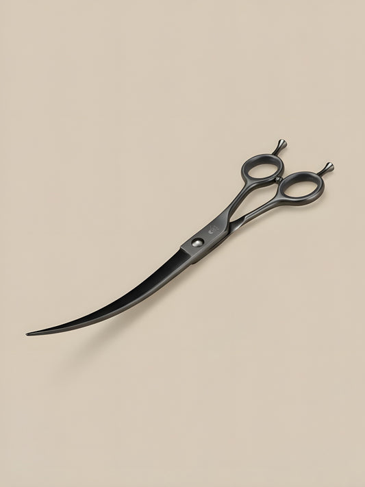 SilkenPaw – Professional 7.5" Matte Curved Right-Handed Japanese Steel Pet Grooming Scissors