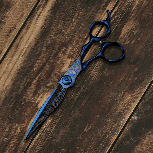 Ame Whisper - Tijeras de peluquería profesionales de 6" para diestros de acero damasco azul japonés
