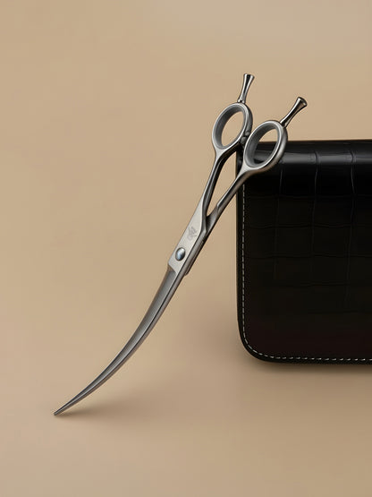 SilkenPaw – Professional 7.5" Matte Curved Right-Handed Japanese Steel Pet Grooming Scissors
