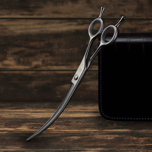 SilkenPaw - Professional 7.5" Matte Curved Right-handed Japanese Steel Pet Grooming Scissors