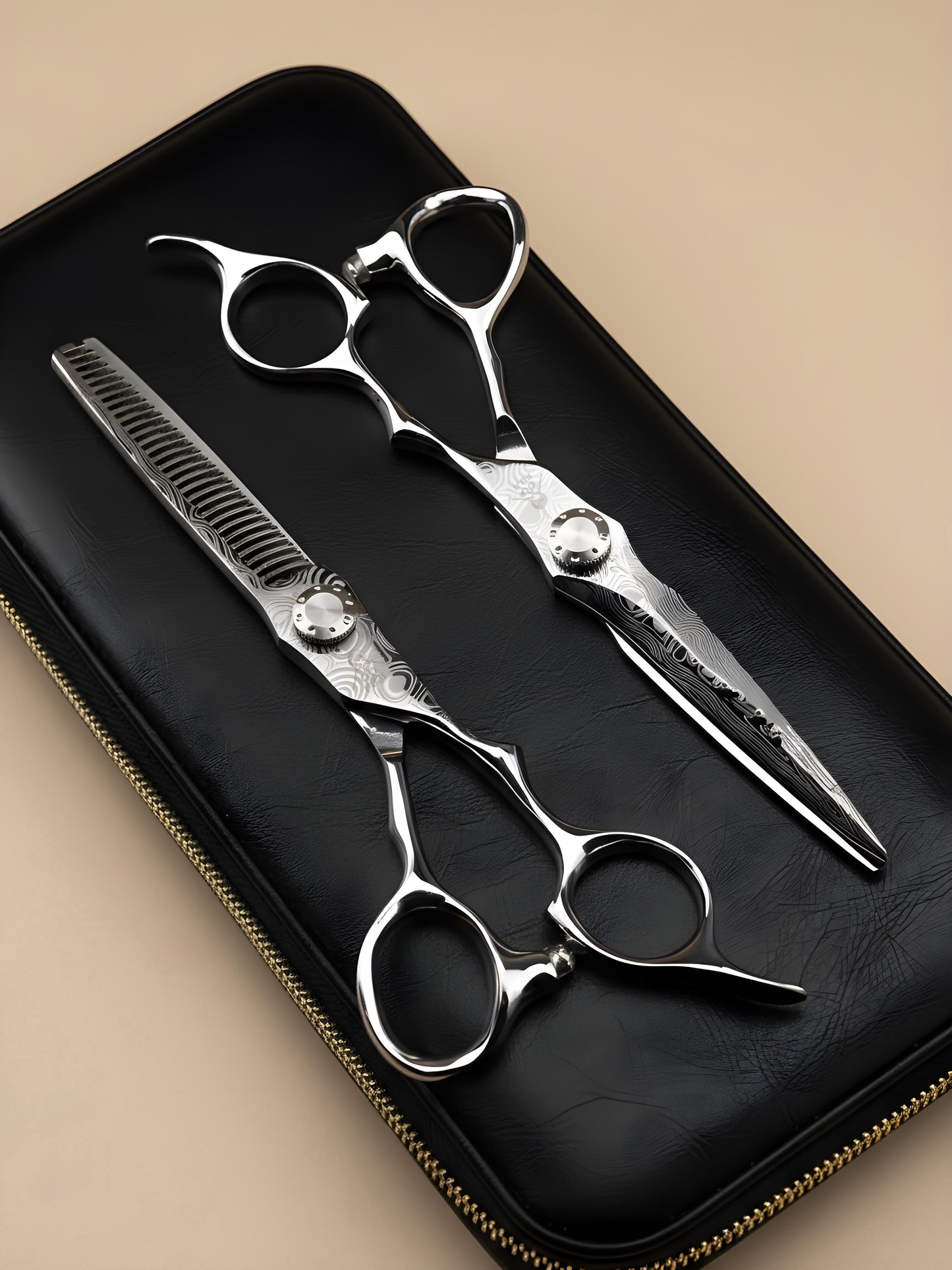 Tensei Steel – Ciseaux de Coiffure Professionnels 6" Droitier, Acier Damas Japonais