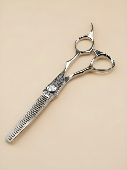 Tensei Steel – Ciseaux de Coiffure Professionnels 6" Droitier, Acier Damas Japonais